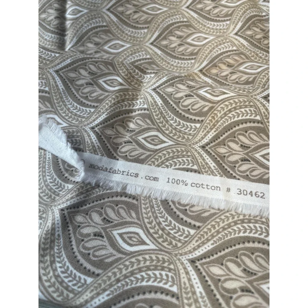 Moda 100% Cotton Fabric Geometric Pattern Taupe & Cream 30462 44